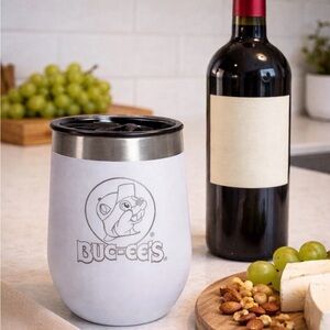 Buc-ee's Wine Coffee Travel Tumbler White w/ Gray Top 10oz Cup Yukon Outfitters